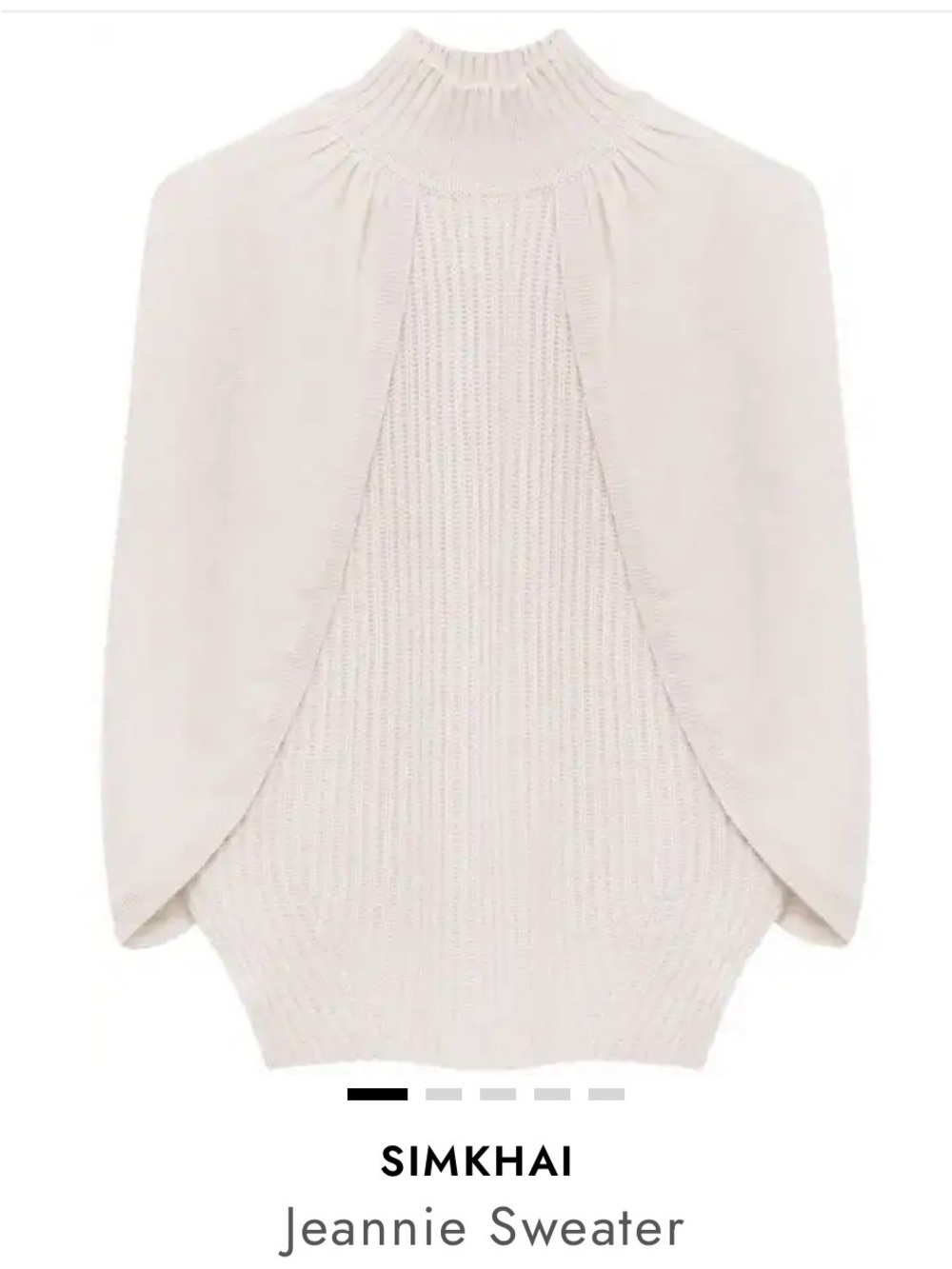 SIMKHAI Jeannie Cream Mock-Neck Cashmere Caped Sweater
